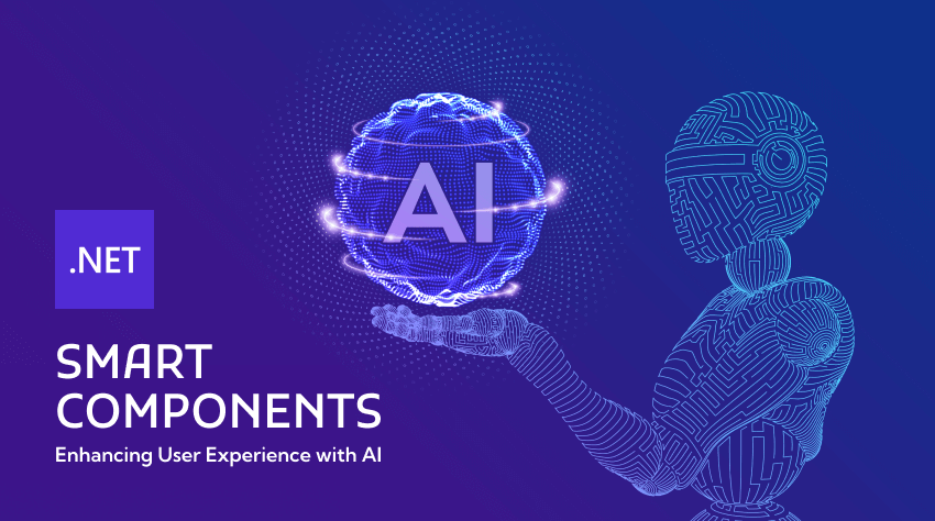 illustration of a robot holding a sphere presenting the .NET Smart Components